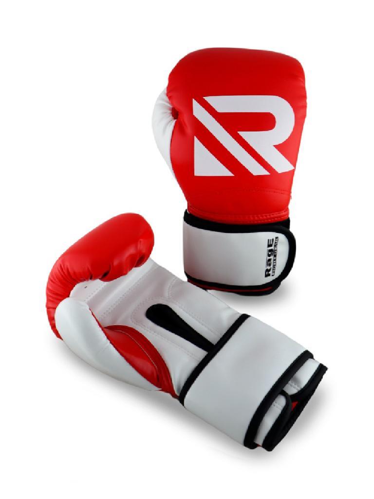 Перчатки бокс RAGE FIGHT GEAR к/з, красно-белый