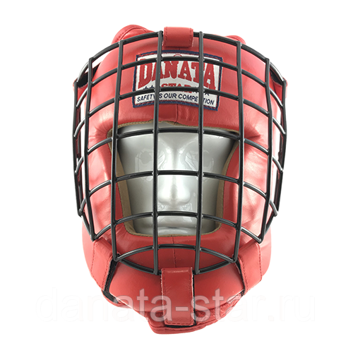 Шлем бокс Danata Star Attack DAS-804 с решеткой кожа красный