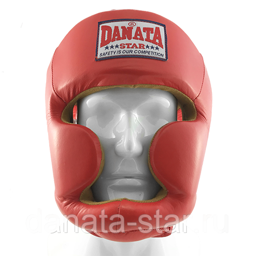 Шлем бокс Danata Star Lion  DAS-800 кожа красный