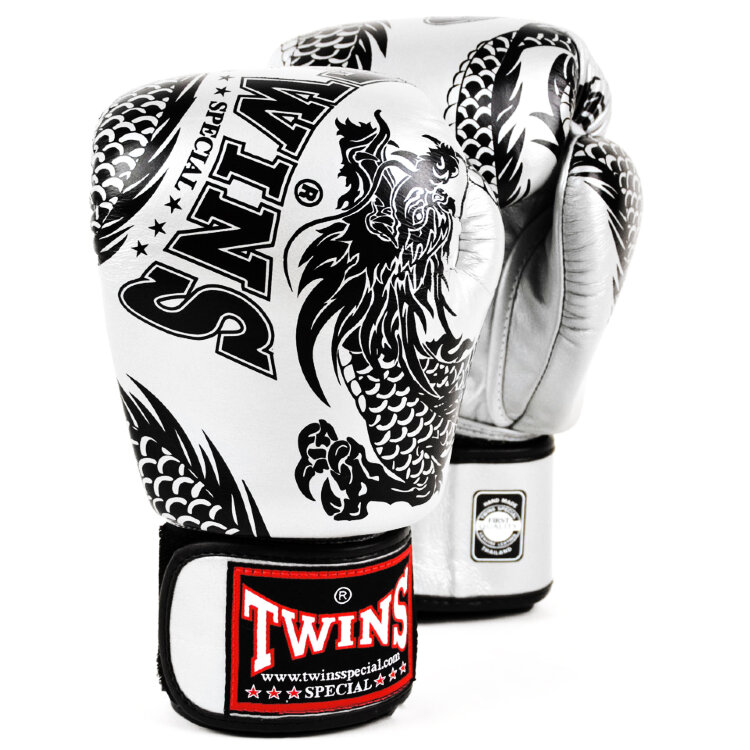 Перчатки бокс TWINS Dragons FBGVL49 белый/черный
